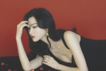 Jing Tian retro Hong Kong style red and black blockbuster sexy photo