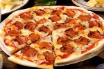 Delicious and tempting western pizza poster picture wallpaper