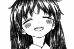 Two dimensional black and white anime girl cute avatar