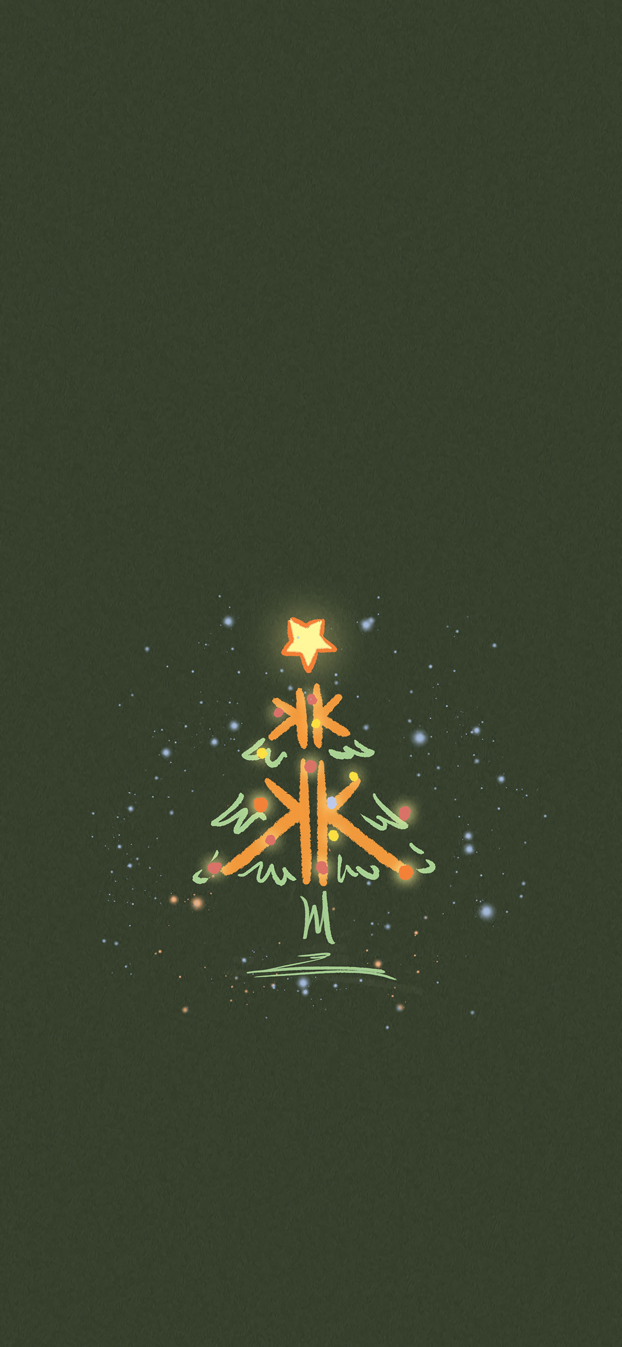 卡通手绘圣诞树手机壁纸
