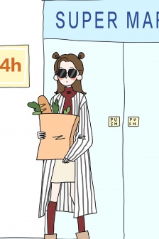 少女穿搭手绘高清手机壁纸