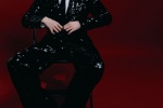 Wang Yuan black sequined suit retro handsome photo