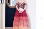 Yuan Shanshan red gradient cake dress sexy photo pictures