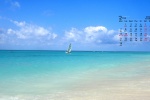 February 2022 blue sky and sea fresh desktop calendar wallpaper