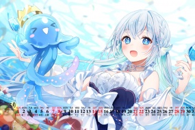 2022年5月小清新动漫美女日历壁纸