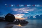 July 2021 blue theme landscape desktop calendar wallpaper