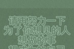请再努力一下，为了你想见的人，想做的事，想成为的自己。