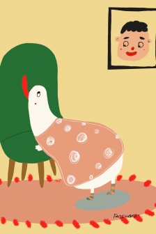 Goose and cat daily illustration mobile wallpaper