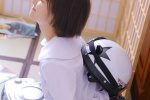 Japanese style sexy home photo of beauty in college uniform