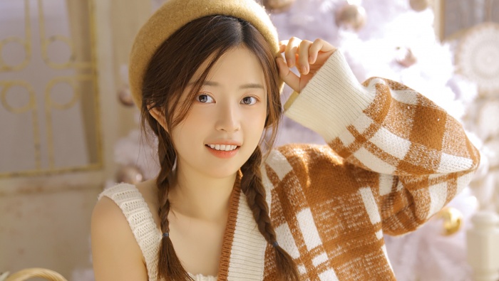 清純美女聖誕節主題寫真圖片桌麵壁紙