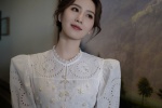 Liu Shishi elegant and sexy photo in white hollow dress