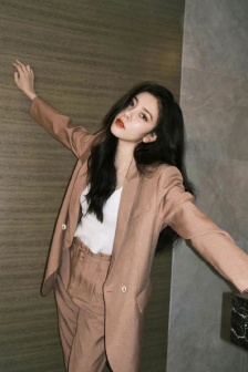 Song Yanfei's camel suit fashion photo pictures