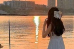 Beautiful girl avatar picture at dusk and sunset