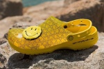 Crocs joint smiley face shoes displayed from multiple angles