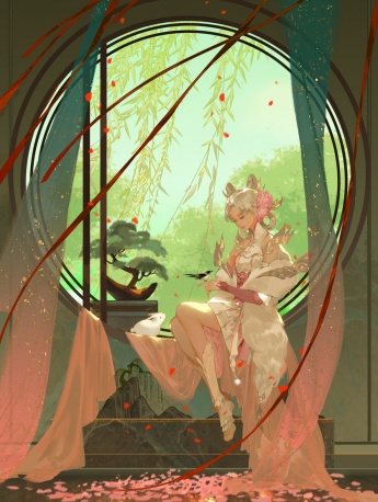 King of Glory Chang'e rejects the frost and thinks of the four seasons mobile wallpaper