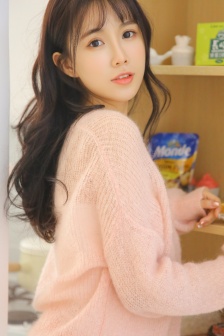 Beautiful girl in pink sweater sexy photo mobile wallpaper
