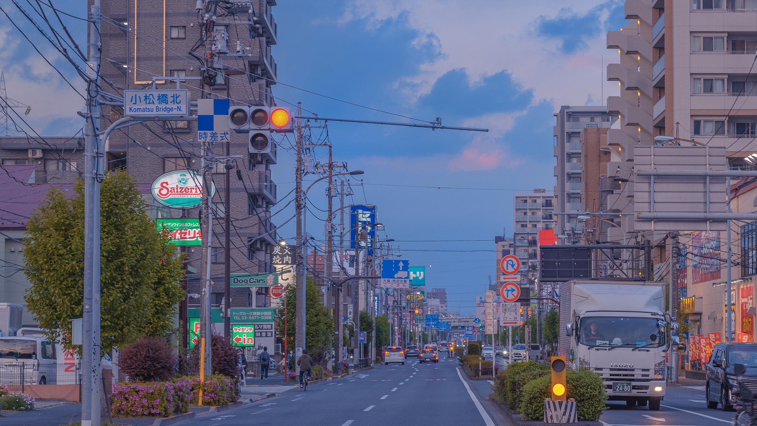 日本傍晚街道美景风光桌面壁纸