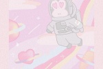 Girly Cute Rabbit Astronaut Mobile Wallpaper