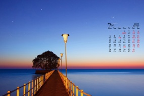 July 2021 Coast Pier Desktop Calendar Wallpaper