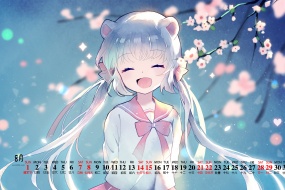 August 2021 anime beauty desktop calendar wallpaper
