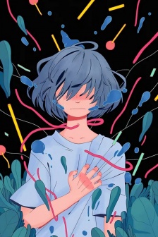 Two-dimensional cartoon hand-painted mobile wallpaper