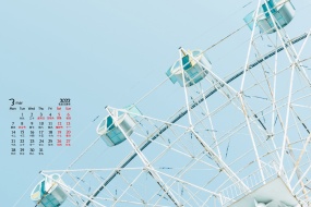 March 2022 blue landscape still life calendar wallpaper