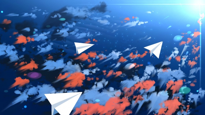天空插畫紙飛機圖片桌麵壁紙