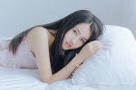 Beautiful long-haired beauty in simple Japanese style photo