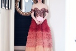 Yuan Shanshan red gradient cake dress sexy photo pictures