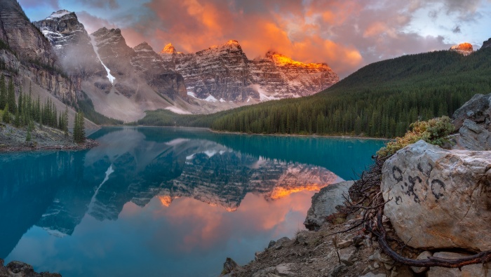 Mountains and lakes nature scenery wallpaper