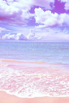 Pink beach coast scenery mobile wallpaper