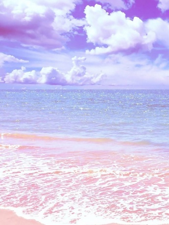 粉色的沙灘海岸風景手機壁紙