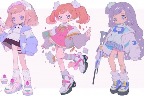 Cute girl illustration pictures desktop wallpaper