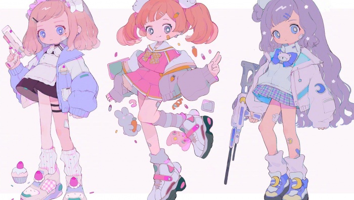 Cute girl illustration pictures desktop wallpaper