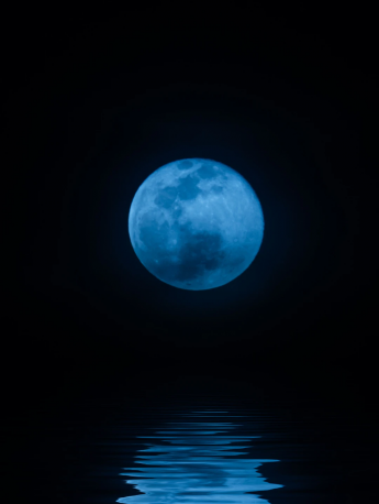夜空月亮倒影水麵手機壁紙