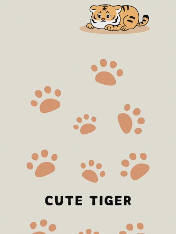 Cartoon little tiger New Year theme mobile wallpaper