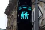 Romantic traffic lights are a beautiful love background picture