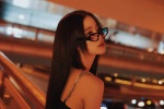 歐陽娜娜黑色吊帶性感夜拍寫真