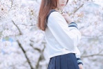 Beautiful girl outdoor photography photo under cherry blossom tree