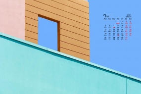 July 2021 Fantasy Color Architecture Landscape Desktop Calendar Wallpaper