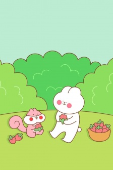 萌系萌物手绘全面屏手机壁纸