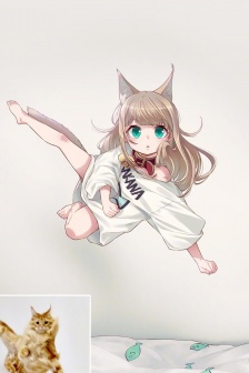 貓係少女手繪手機壁紙