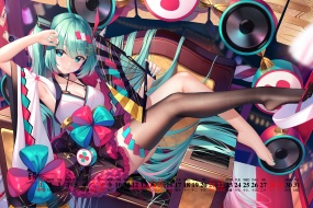 August 2021 Hatsune Miku Desktop Calendar Wallpaper