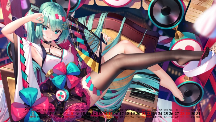 2021年8月初音未來桌麵日曆壁紙