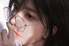 戴眼镜的美女桌面壁纸