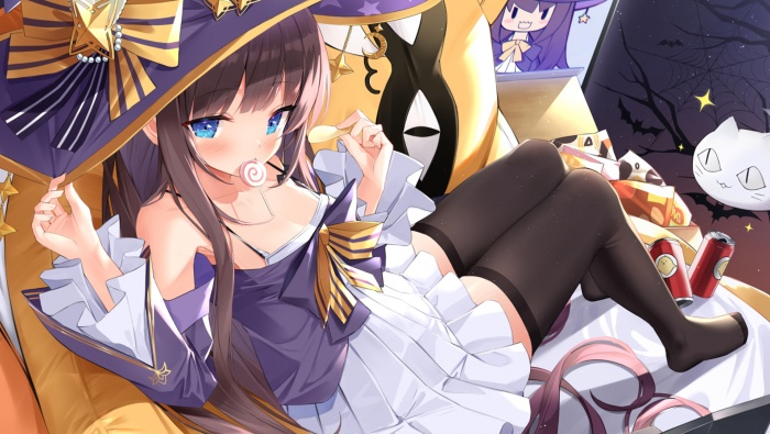 二次元性感長腿美女桌麵壁紙