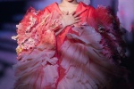 Rainie Yang elegant and sexy photo in puffy sleeves long dress