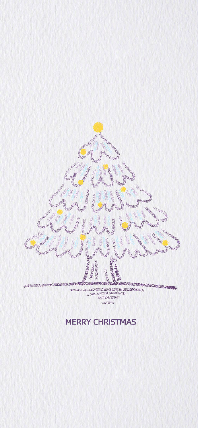 圣诞树简笔画风手机壁纸