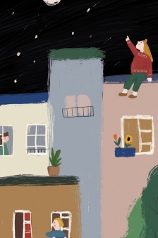 Small fresh illustration cartoon landscape wallpaper