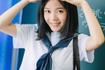 High school beauty graduation season beautiful uniform photo